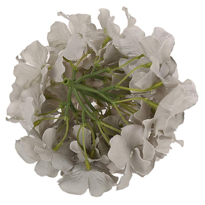 Flojery Silk Hydrangea Heads Artificial Flowers Heads with Stems for Home Wedding Decor Pack of 10 (Gray) - Image 3